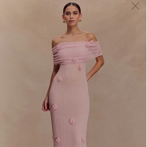 MESHKI Brynn Orchid Knit Maxi Dress in M/Pink